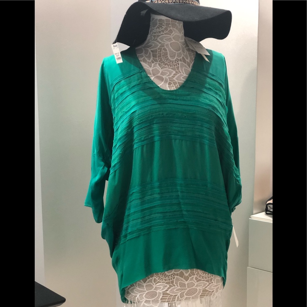 ALYSI: Pure Silk Green Tunic